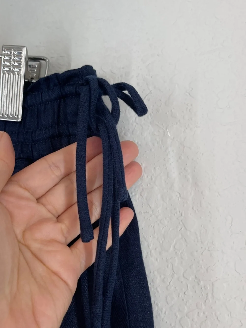 J Crew Linen Shorts Women's Size M Navy Blue Pockets Elastic Waist 3
